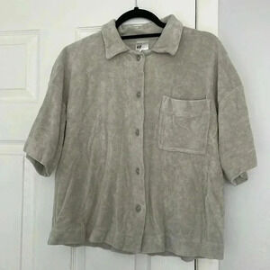 Terry button down top with matching shorts